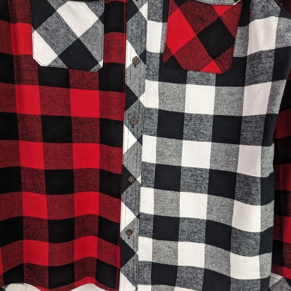 Revamped Hand Made Mixed Plaid Button Down Shirt - Picture 2 of 5